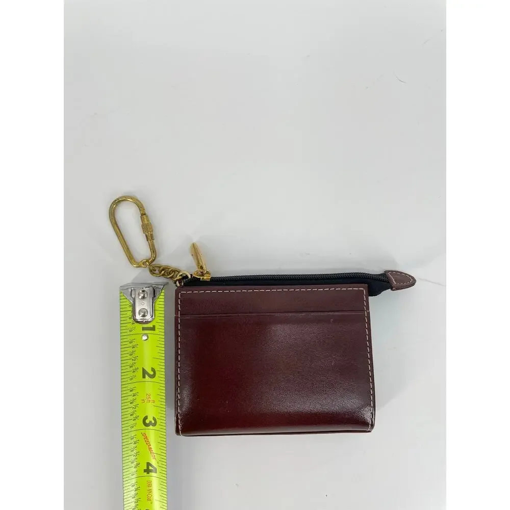 Owen Genuine Leather Coin Pouch Zip Wallet Keychain Carabiner 4” x 3”
